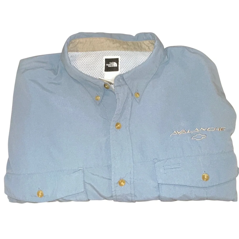 The North Face Mens XL Blue Vented Fishing Hiking Shirt Chevy Avalanche